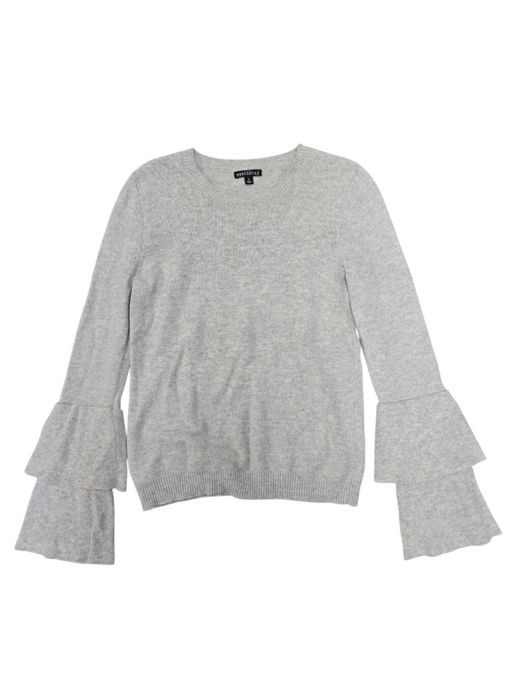 J.Crew Mercantile J7850 Wool Blend Tiered Bell Sleeve Sweater Small Gray